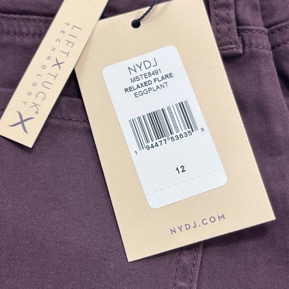 NYDJ Relaxed Flare Stretch Sateen Jeans - Eggplant - Size 12 - NWT - Picture 8 of 9